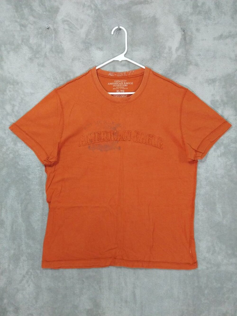 American Eagle Shirt Mens XL Orange Short Sleeve Embroidered Logo Vintage Fit